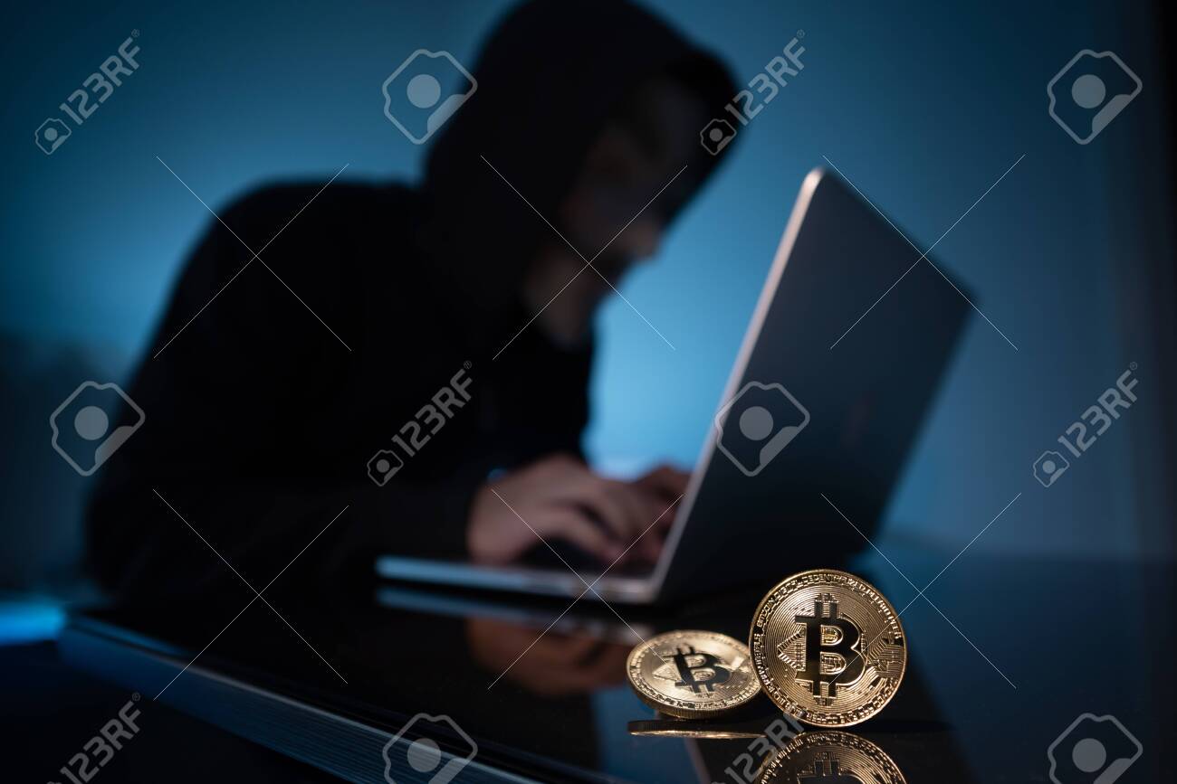 Hacker Try To Hack Bitcoin Blockchain System With Laptop In Dark - 